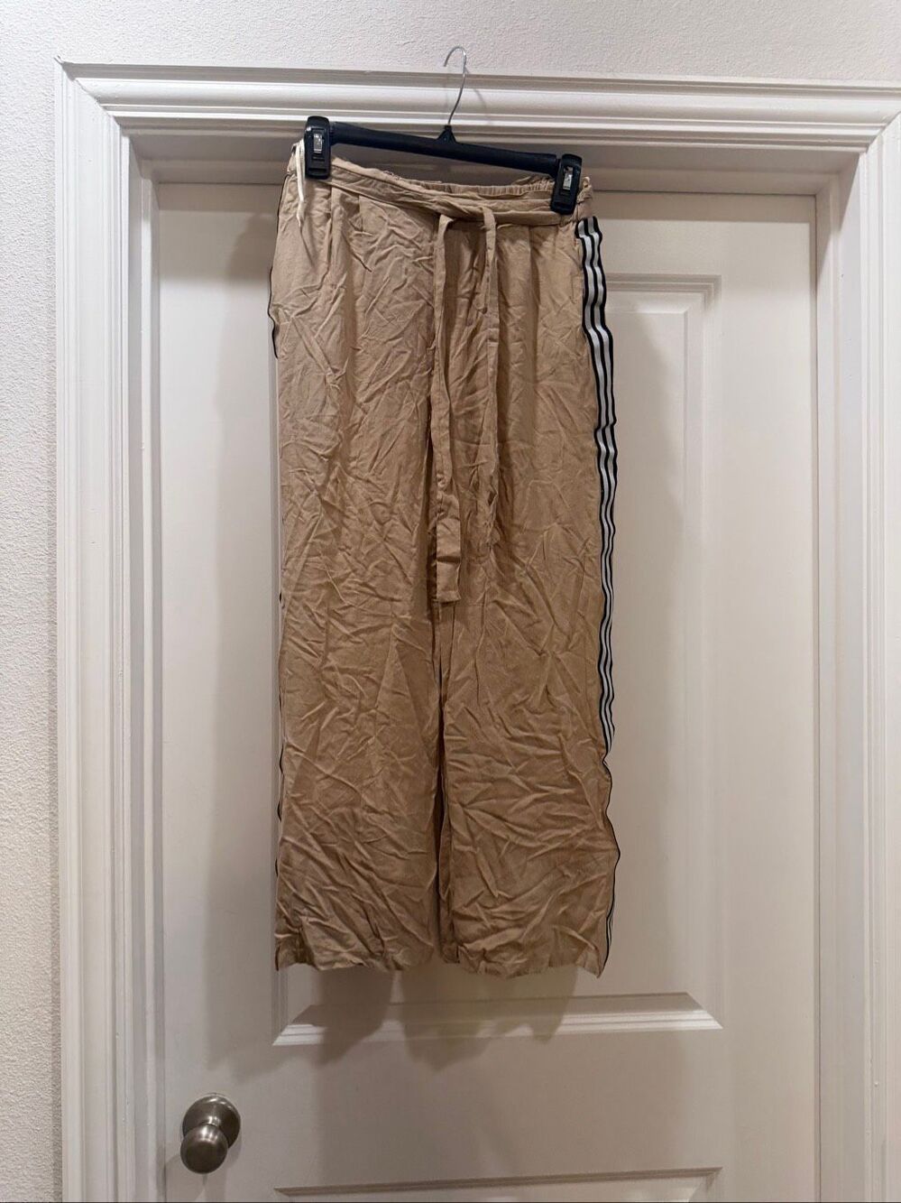 Angie Boho Striped Wide Leg Beach Pants Size S Drawstring Waist Casual